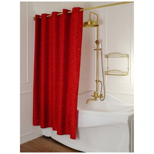 MIGLIORE Шторка L180xH200 см. для душа/ванны, текстиль, узор ар-деко, цвет красный