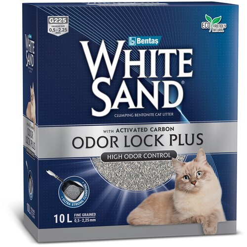 Наполнитель White Sand С усиленной блокировкой запахов с активированным углем, комкующийся, без запаха 8,5кг 10л white sand white sand комкующийся наполнитель не оставляющий следов с крупными гранулами коробка 8 5 кг