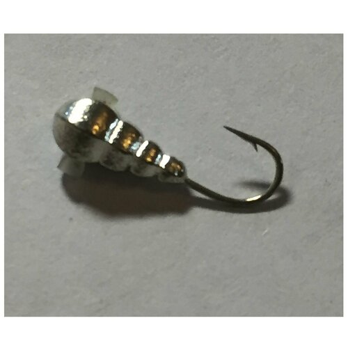 Мормышка Вольфрамовая Caterpillar w/Hole Electroplating 001 Silver, 0,8 гр, 5шт. крючок 14