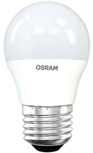 Лампа OSRAM LED Star E27 шар P (G45) 6.5Вт, светодиодная LED, 550 лм, эквивалент 60Вт, тёплый свет 3000К