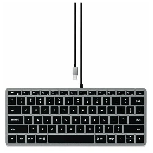 Клавиатура проводная Satechi Slim W1 USB-C Wired Keyboard-RU. Раскладка - Русская. Цвет- Серый космос. клавиатура satechi slim w1 usb c wired space grey st ucsw1m ru