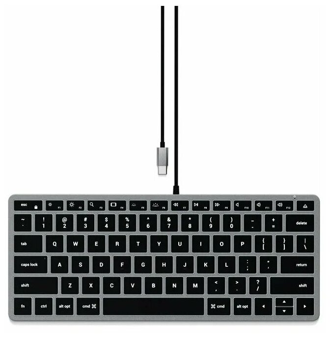 Клавиатура Satechi Slim W1 USB-C Wired Keyboard-RU. Раскладка - Русская. Цвет- Серый космос.