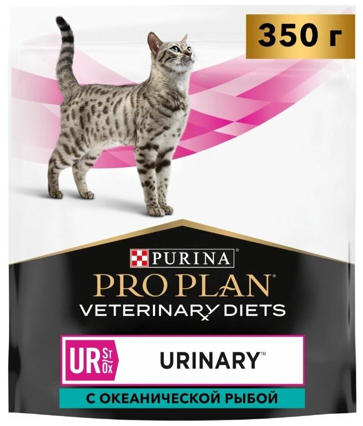Сухой корм для кошек Pro Plan Veterinary Diets Urinary Ur St/Ox, при болезни нижних отделов мочевыводящих путей, с океанической рыбой 2 шт. х 350 г