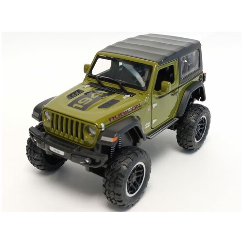 Машинка металлическая JEEP WRANGLER RUBICON 1:20, на больших колесах, свет, звук машинка металлическая kinsmart 1 34 2018 jeep wrangler open top 5412ktdh инерционная двери открываются белый с открытым верхом