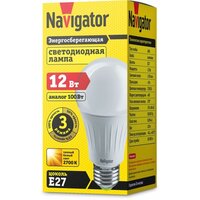 Светодиодная лампа Navigator 61 626, пошагово диммируемая, 12 Вт, Е27, теплого света 2700К