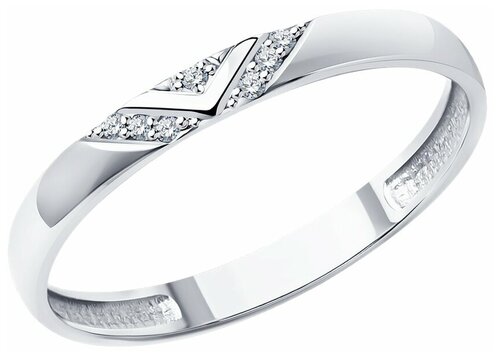 Кольцо помолвочное Diamant online, белое золото, 585 проба, бриллиант, размер 16, бесцветный