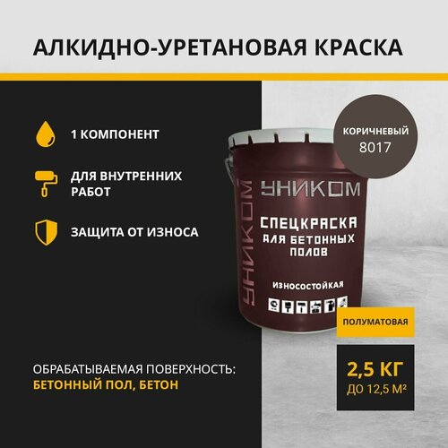 Уником Краска для бетонных полов, бетона, коричневый 2,5 кг