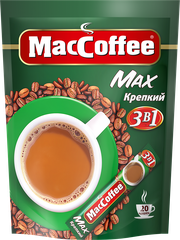 Растворимый кофе MacCoffee Max Крепкий 3 в 1, в стикахсливки, 20 уп., 320 г