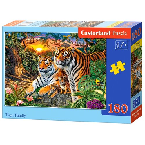 Пазл Castorland Семья тигров, В-018482, 180 дет., разноцветный