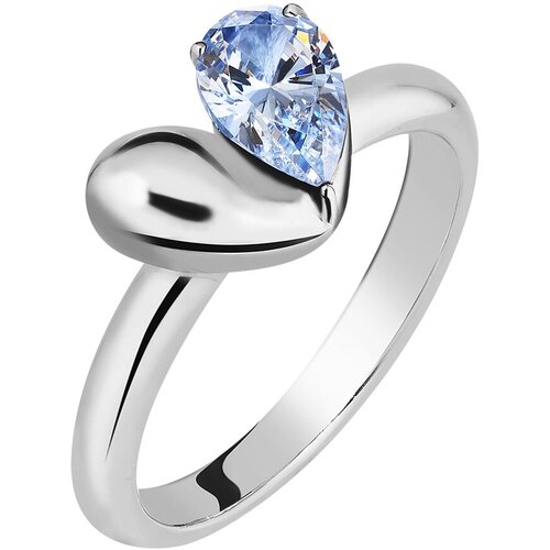 Кольцо NOLA, серебро, 925 проба, родирование, циркон, размер 18, серебряный, голубой