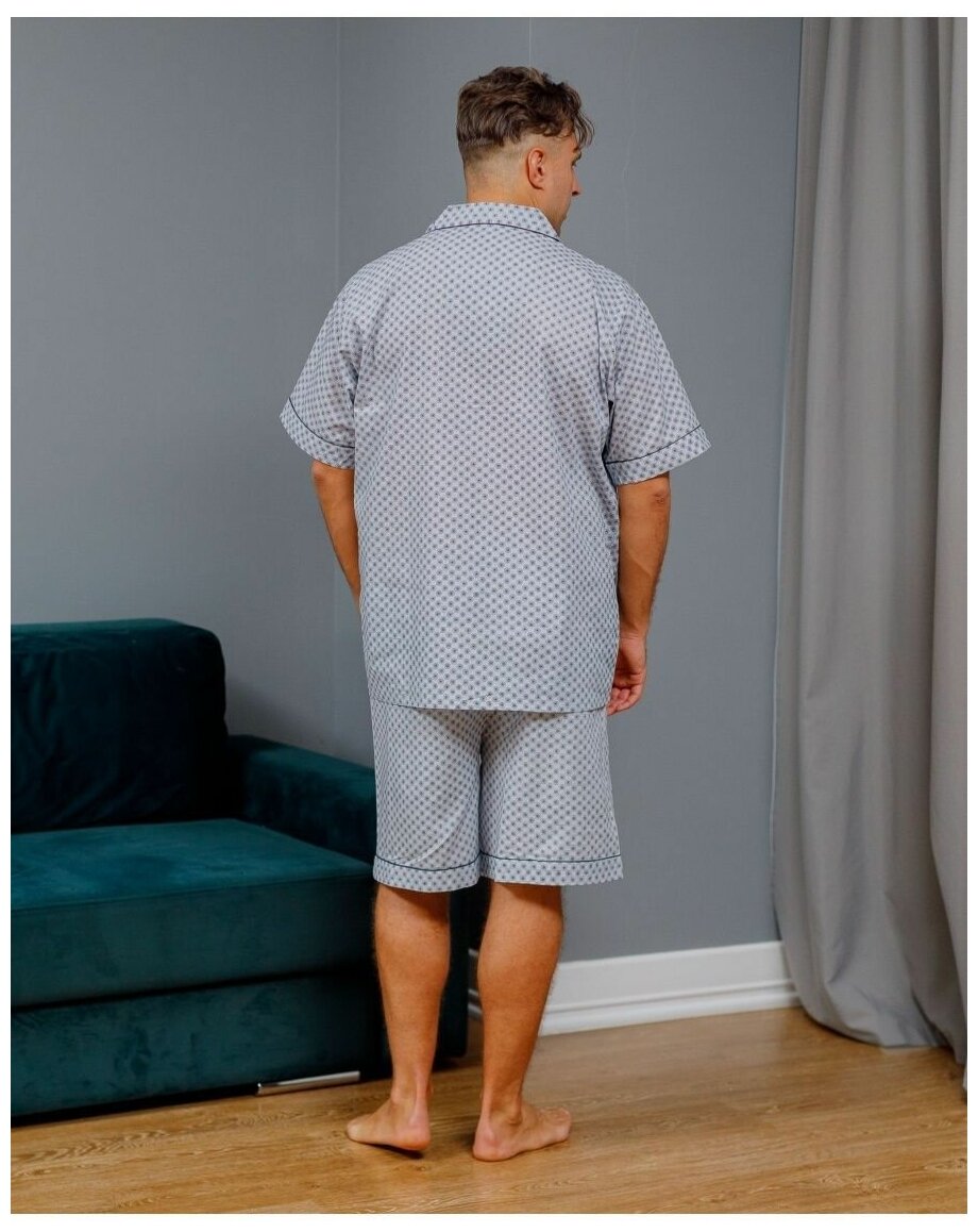 Пижама мужская с шортами и рубашкой на пуговицах хлопок_размер48 - фотография № 8
