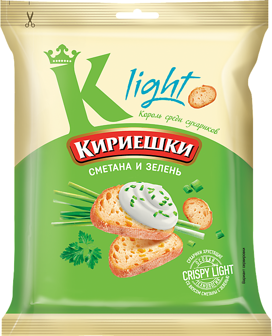 Кириешки Light, сухарики со вкусом сметаны и зелени, 80 г