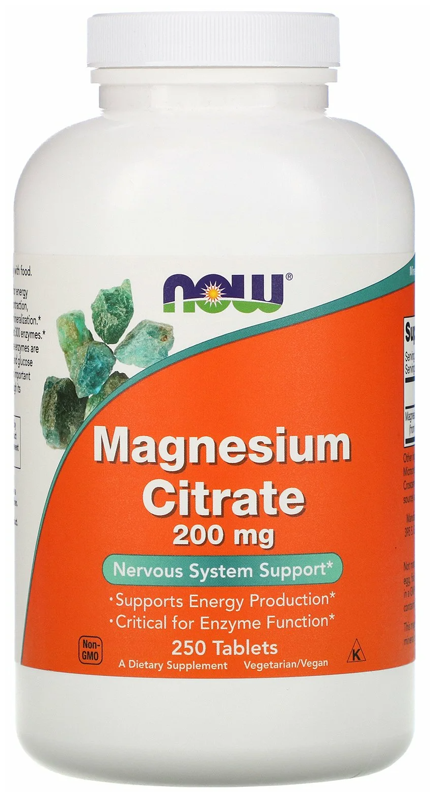 Таблетки NOW Magnesium Citrate, 250 г, 200 мг, 250 шт.