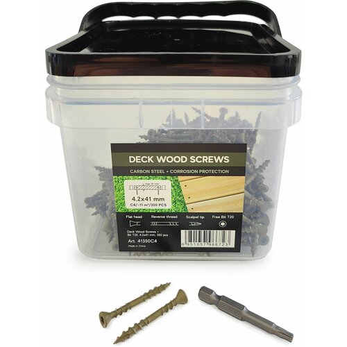 Саморезы Deck Wood Screws 41x4,2 mm C4 T20 350 шт, для открытого крепежа террасной доски