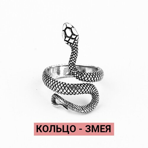 фото Кольцо змея, безразмерное, черное, бижутерия не определен
