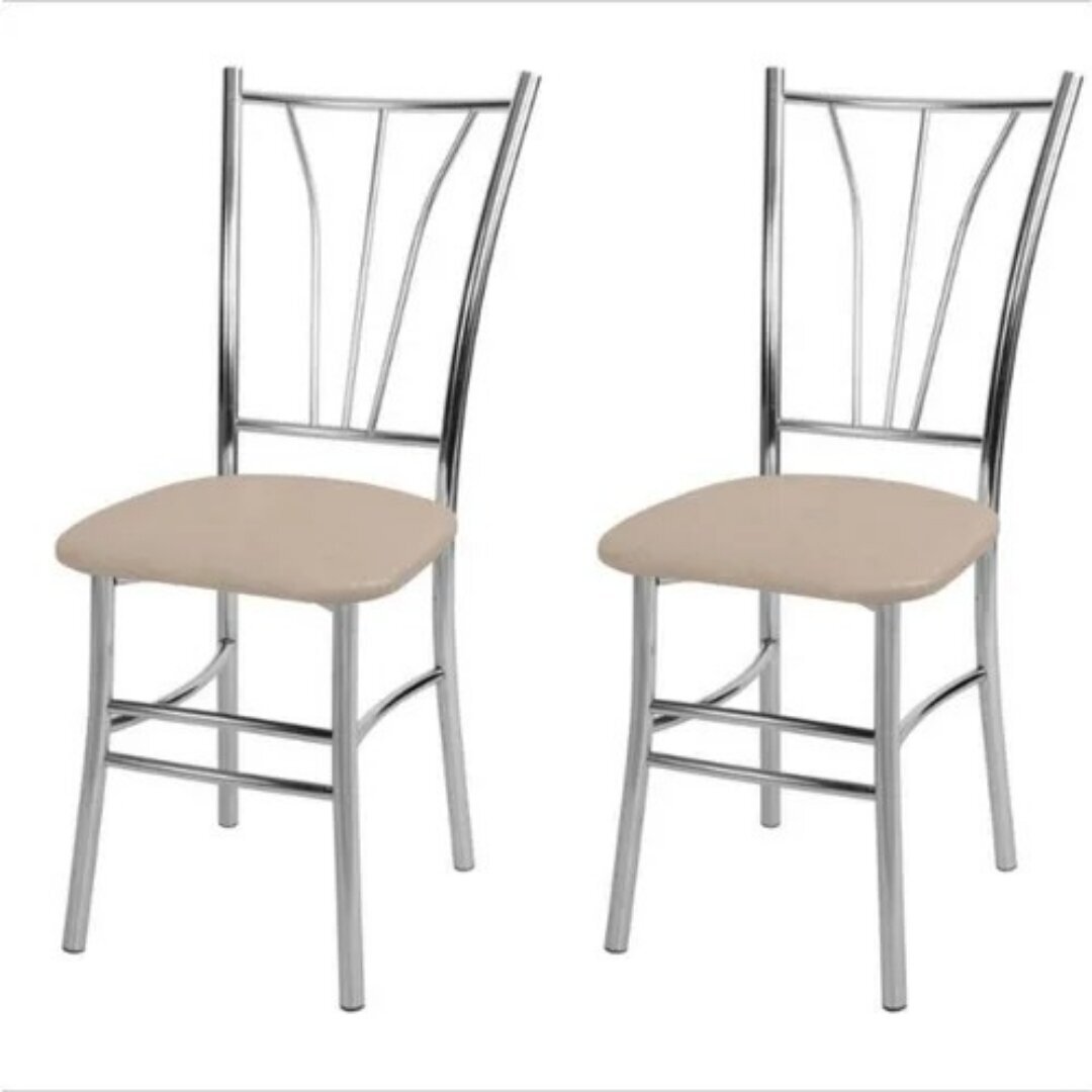 фото Стулья кухонные, Вегас, для обеденной зоны, столовой, кухни, дома, дачи, металлический, хромированный корпус, не, икеа, экокожа, бежевый
