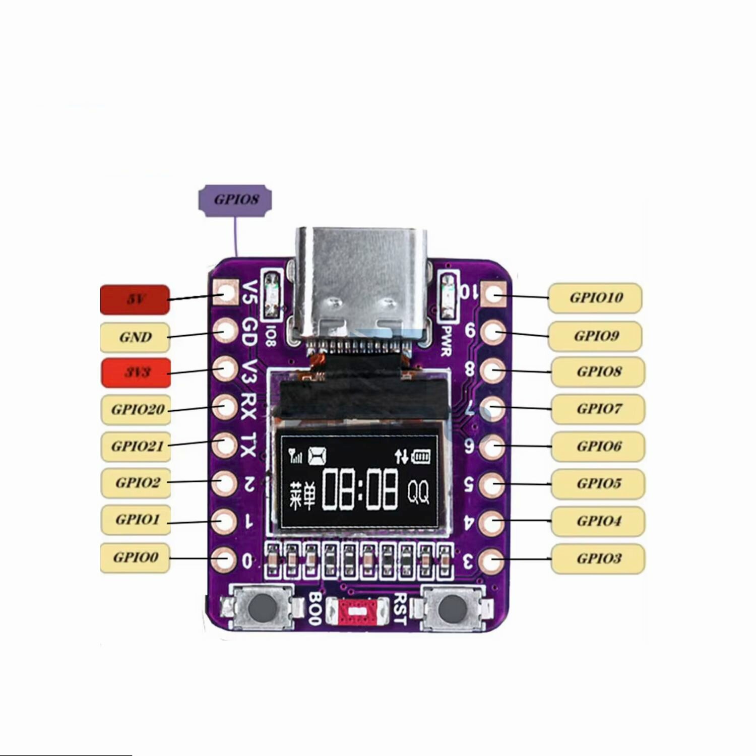 OLED модуль 0,42 дюйма, белый OLED-дисплей i2c ESP32-C3 TYPE-C