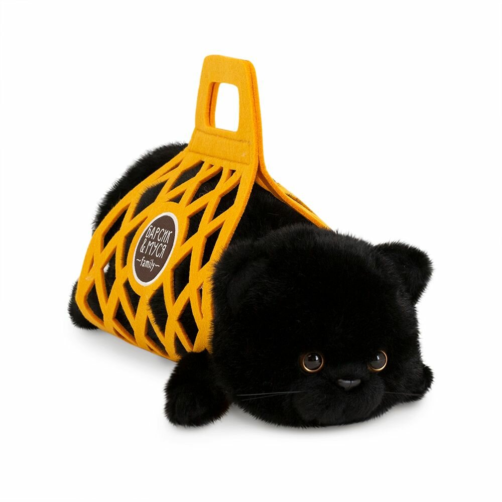 Игрушка мягкая Orange Кот Барсик в сумке черный 35 см