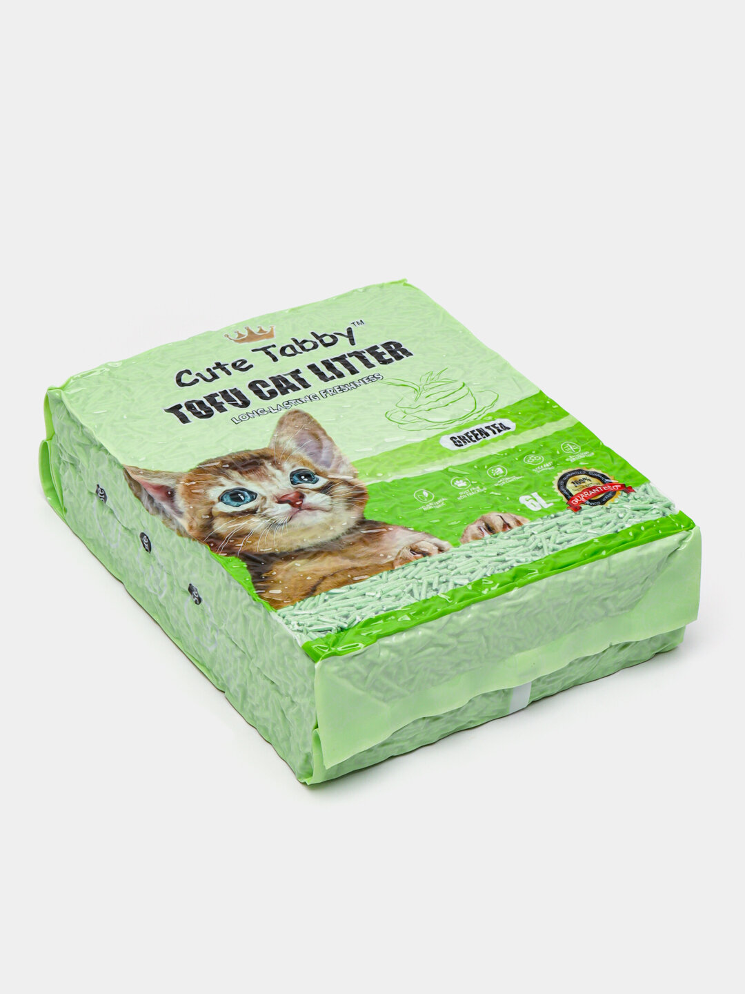 Наполнитель для кошек Tofu, без пыли, смываемый в унитаз 6 л, Салатовый — фото 1