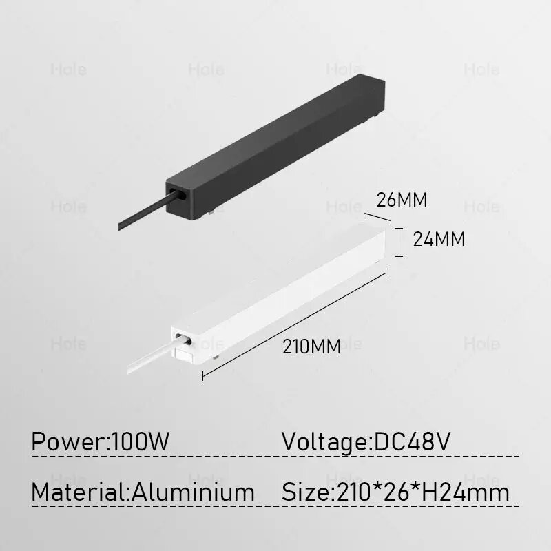 OEMG Магнитная трековая система освещения 48В, Black, Natural White 4000K, Power Supply 100W, Серый