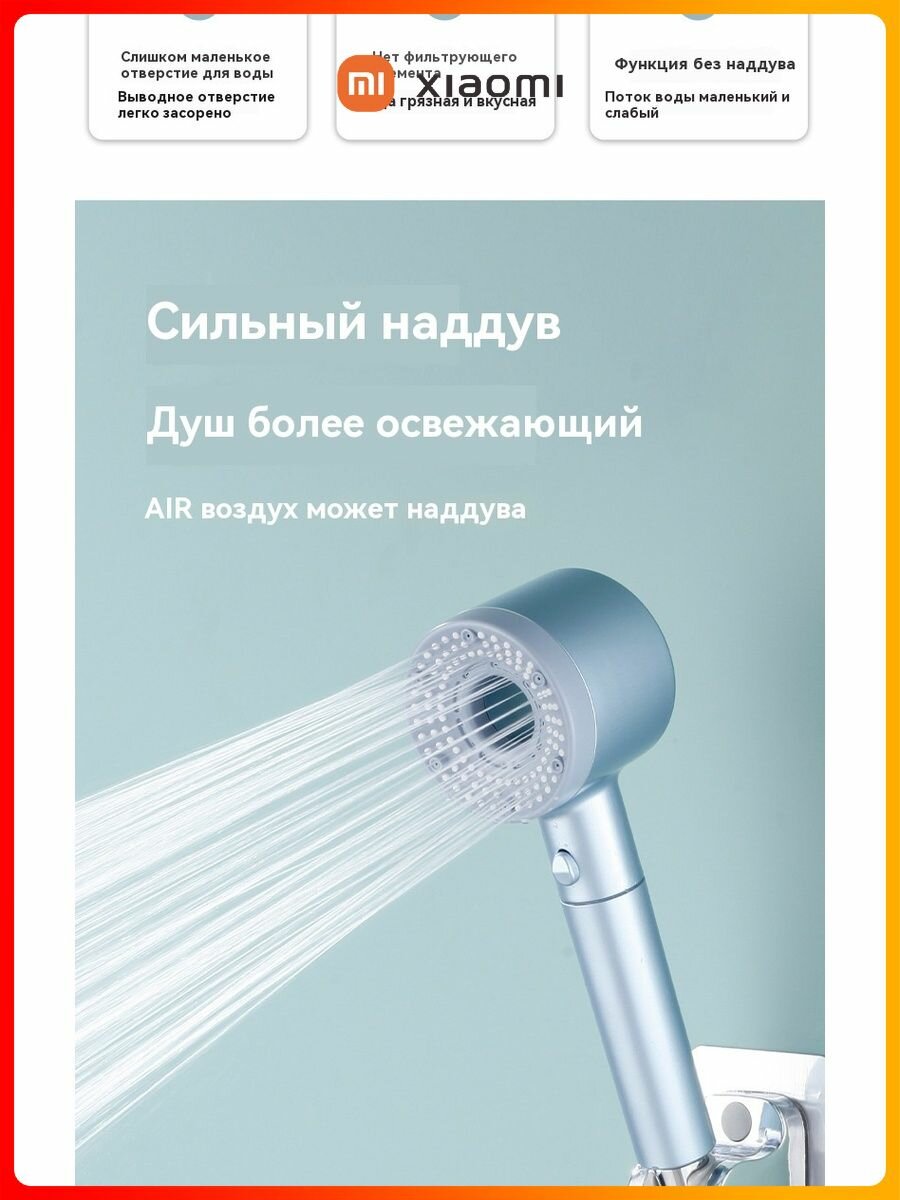 Картинки Xiaomi Лейка для душа со шлангом черная 5 режимов