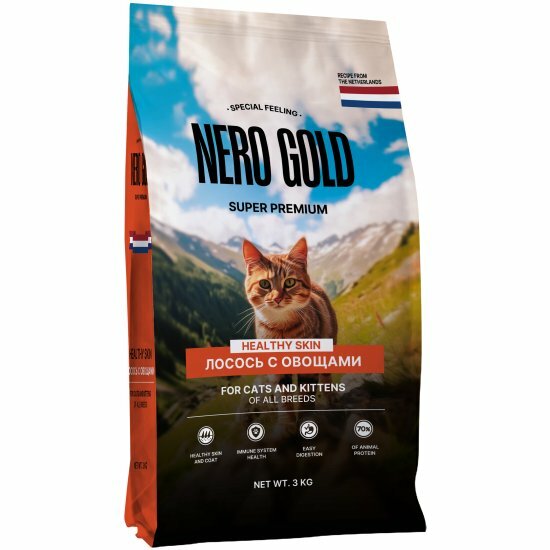Корм сухой Nero Gold полнорационный для кошек и котят с лососем и овощами, 3 кг