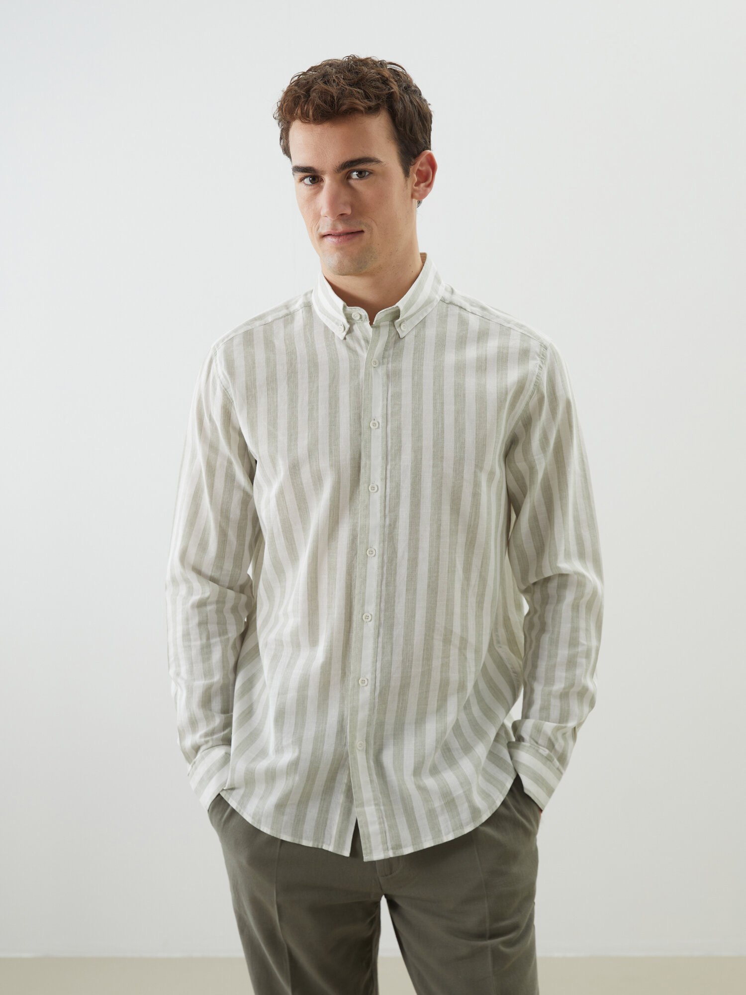 Рубашка LC Waikiki, размер 3XL, green striped