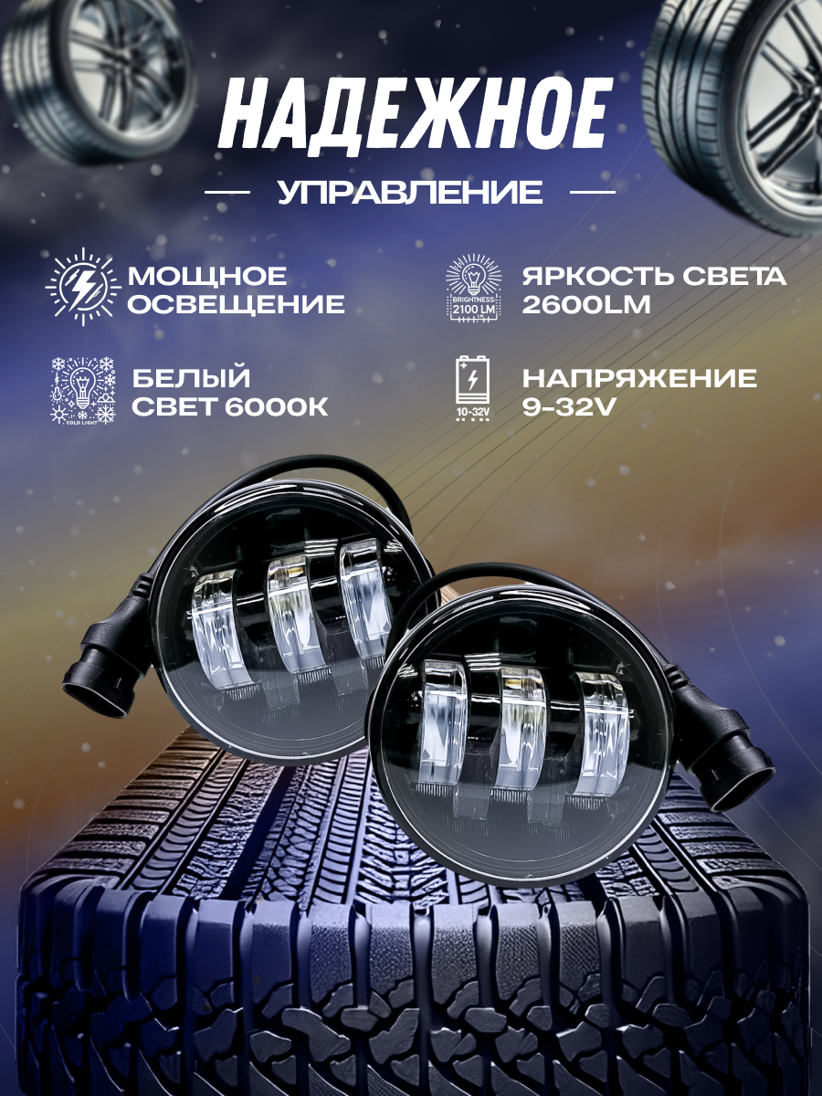 Светодиодные противотуманные фары Ниссан, туманки Инфинити - LED птф 50W — фото 1