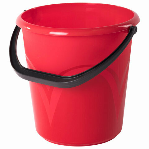 Ведро 8 л, без крышки, пластиковое, пищевое, красное мерная шкала, LAIMA, 603892