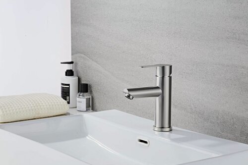 Изображение товара Смеситель монолитный для раковины нержавеющая сталь, кран для умывальника HB10801 Haiba