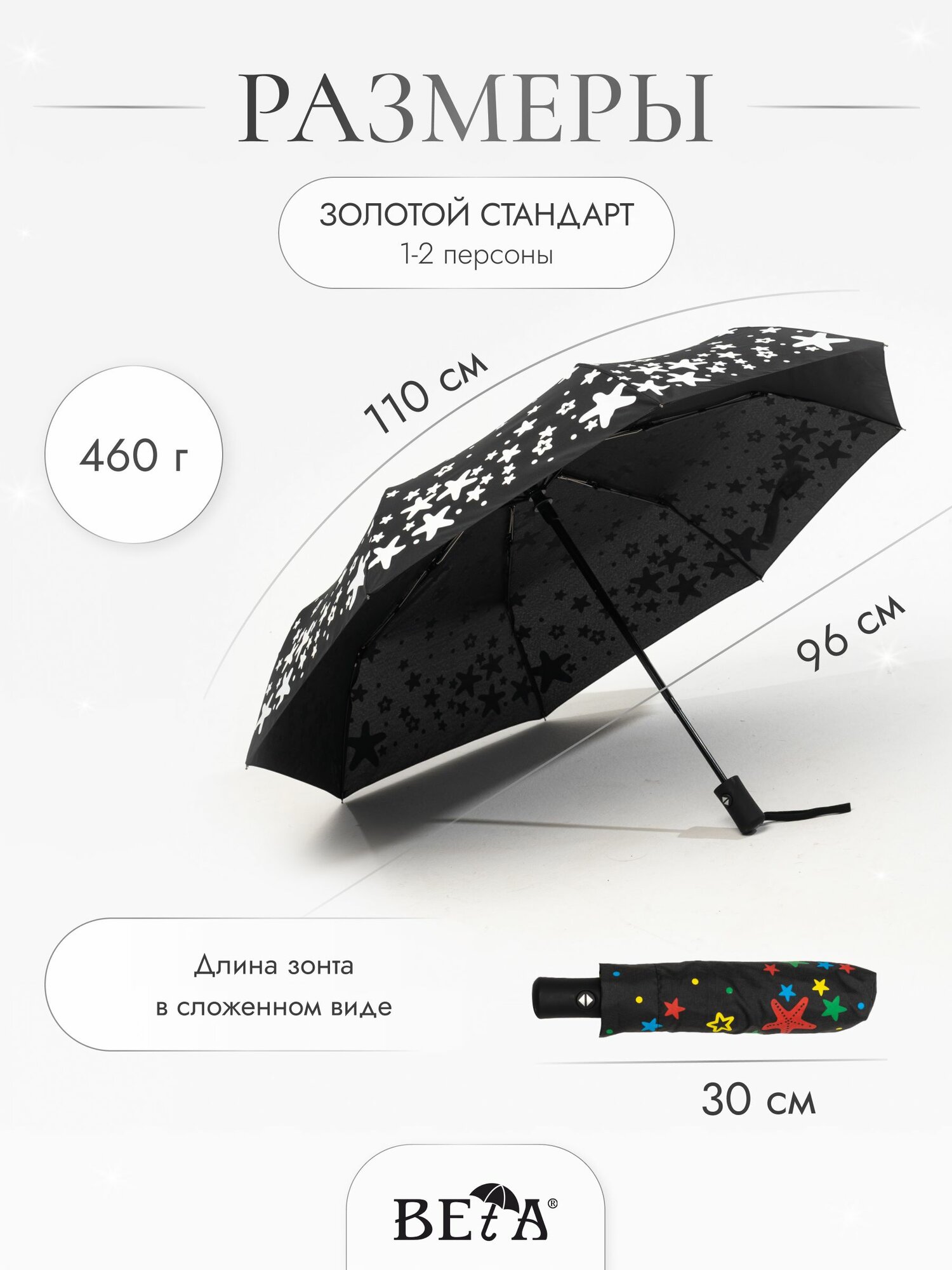 Зонт GALAXY OF UMBRELLAS, черный — фото 1