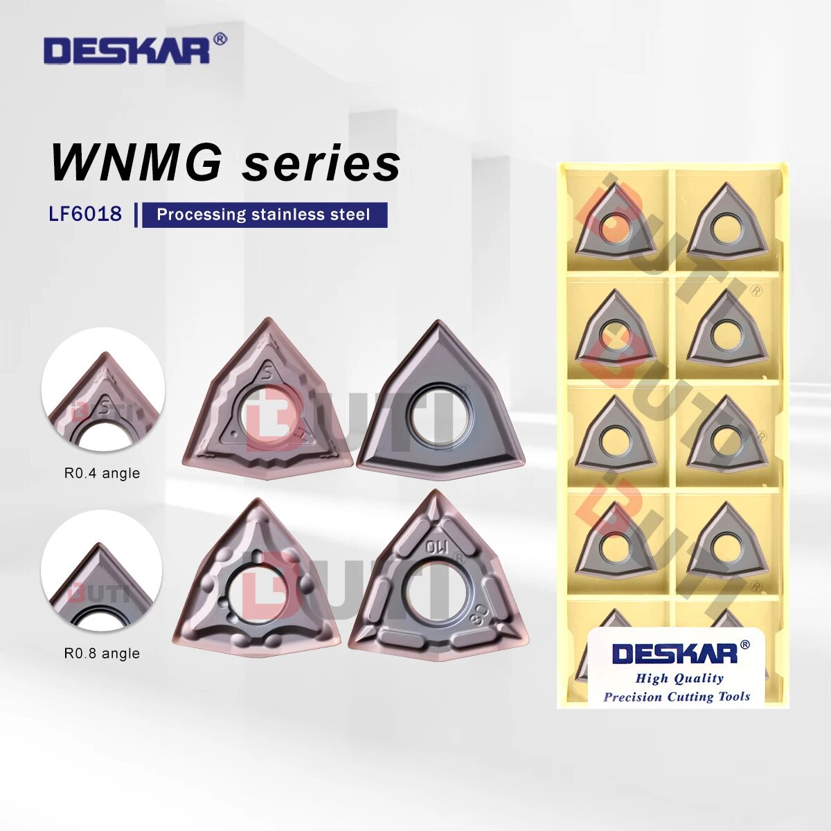 DESKAR 100% оригинал WNMG 080404 WNMG 080408 MA MS MQ JMS HA HS LF6018 Токарное лезвие из твердого сплава с ЧПУ для обработки токарных станков из нержавеющей стали, WNMG080408, HS LF6018, 10PCS
