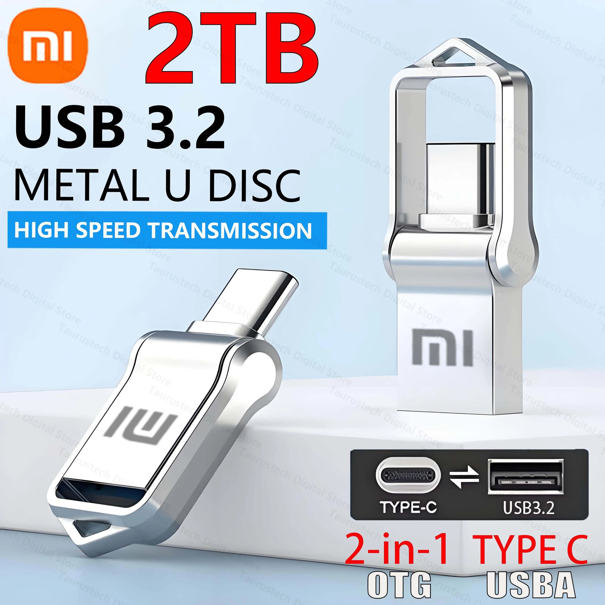 MIJIA флэш-накопитель 2 ТБ USB 3.2 Type-C, Gray 2TB — фото 1