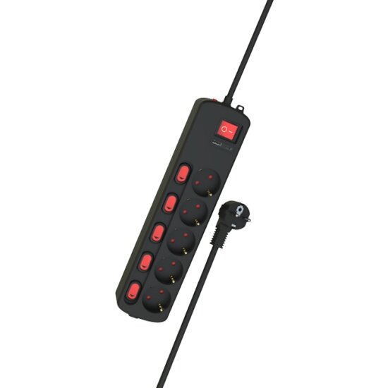 Сетевой фильтр Ritmix RM-351CKOP 5 розеток, USB+TypeC, 3м, черный