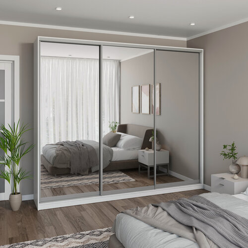 Изображение товара Шкаф купе для одежды "MELIA" белый зеркальный 260 х 65 х 240 см (ШхГхВ)