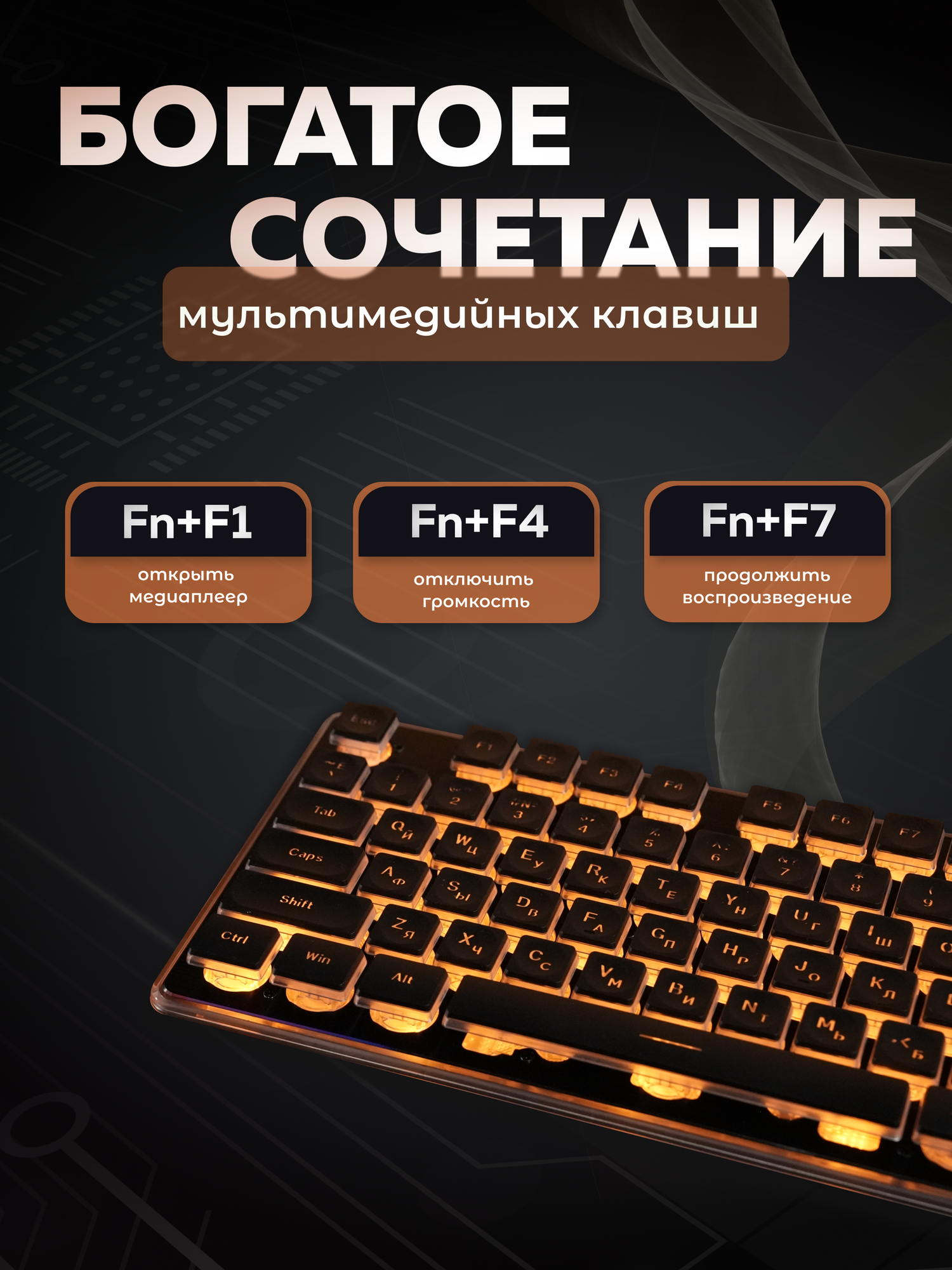 Игровая водонепроницаемая клавиатура Yinren для компьютера с русской раскладкой с подсветкой, бесшумная, проводная — фото 1