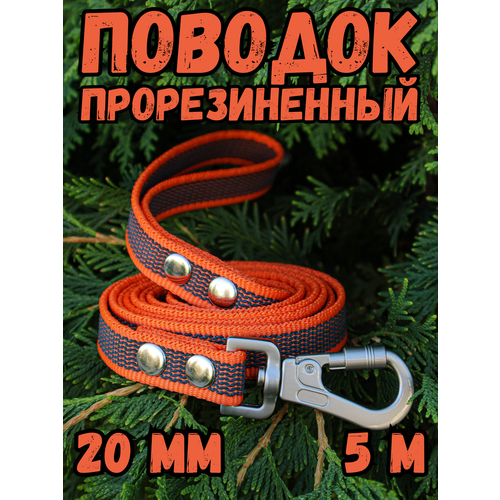 Поводок прорезиненный для средних/крупных пород собак 20мм, 5м DOG JOYS