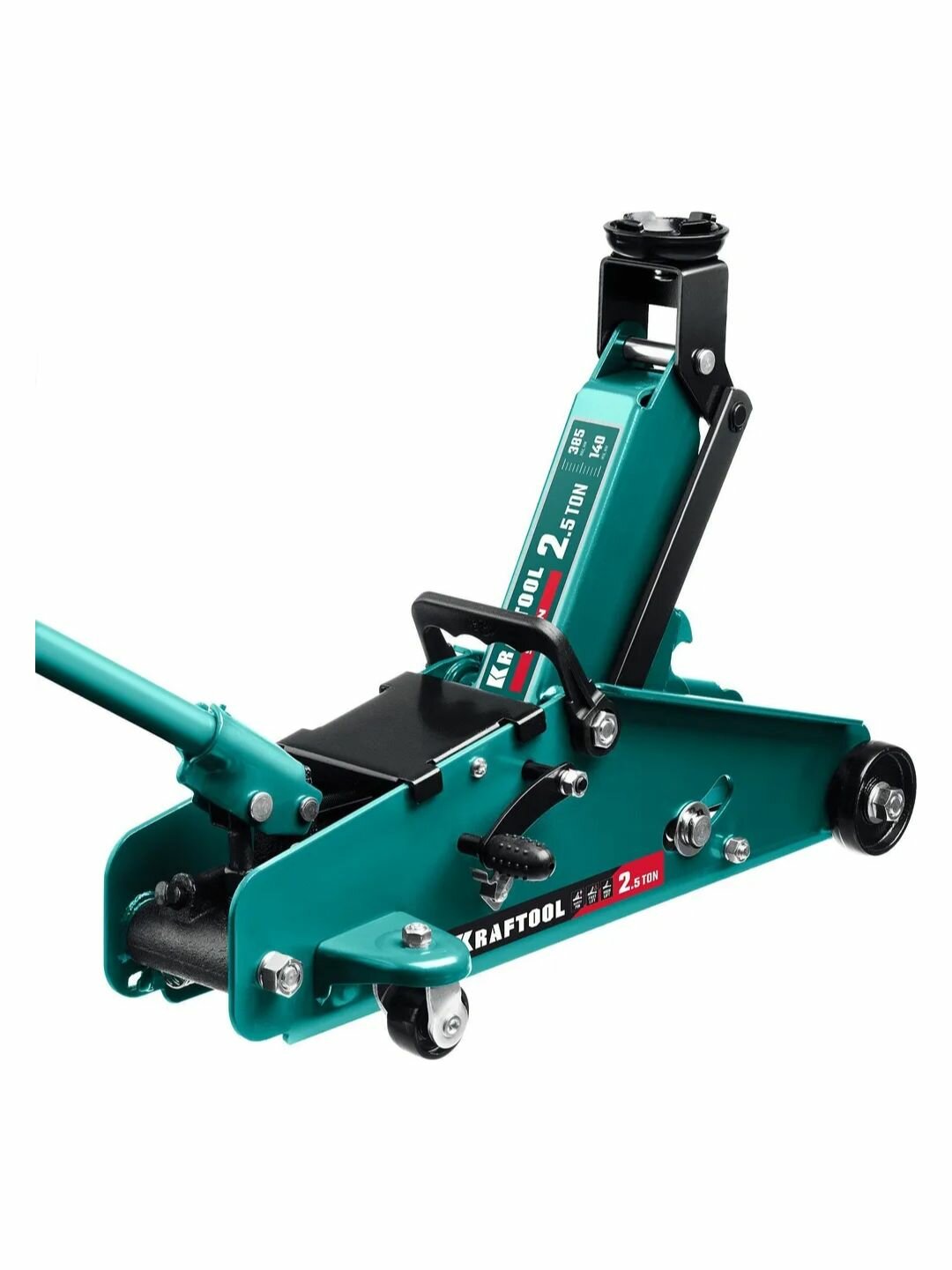 Подкатной домкрат с увеличенным подъемом и фиксатором KRAFTOOL S-PIN, 2.5 т, 140 - 385 мм