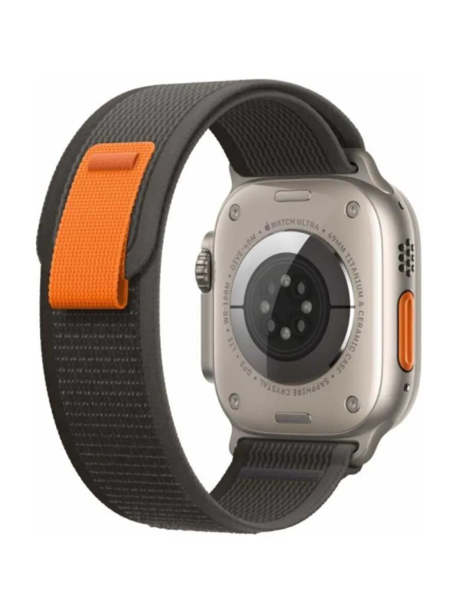 Часы Apple Watch Ultra GPS+Cellular, 49mm Titanium Case with Black/Gray Trial Loop, Титановый корпус, спортивный ремешок черно-серого цвета 49 мм M/L — фото 1