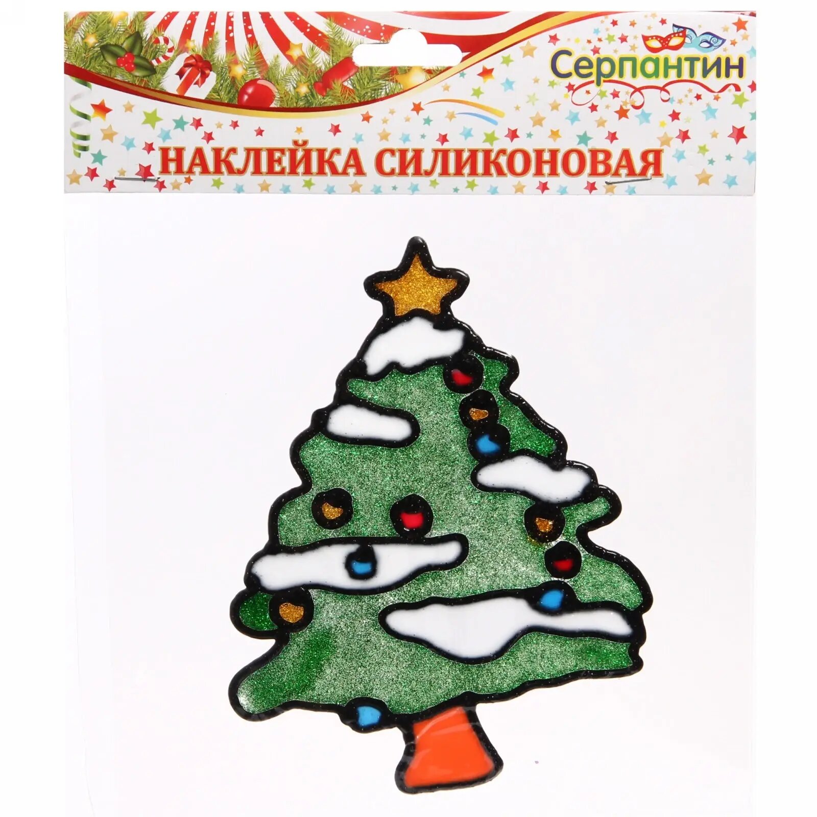 Наклейка силиконовая 'Снежная елочка' 19х19см новогодний декор для окон