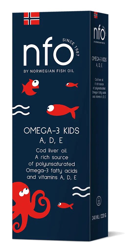 NFO Omega-3 Cod Liver Oil А, Д, Е Жир печени трески А, D, Е фл 250 мл