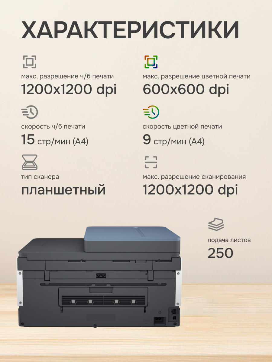 МФУ струйное HP Smart Tank 795 (28B96A), официальная гарантия — фото 1