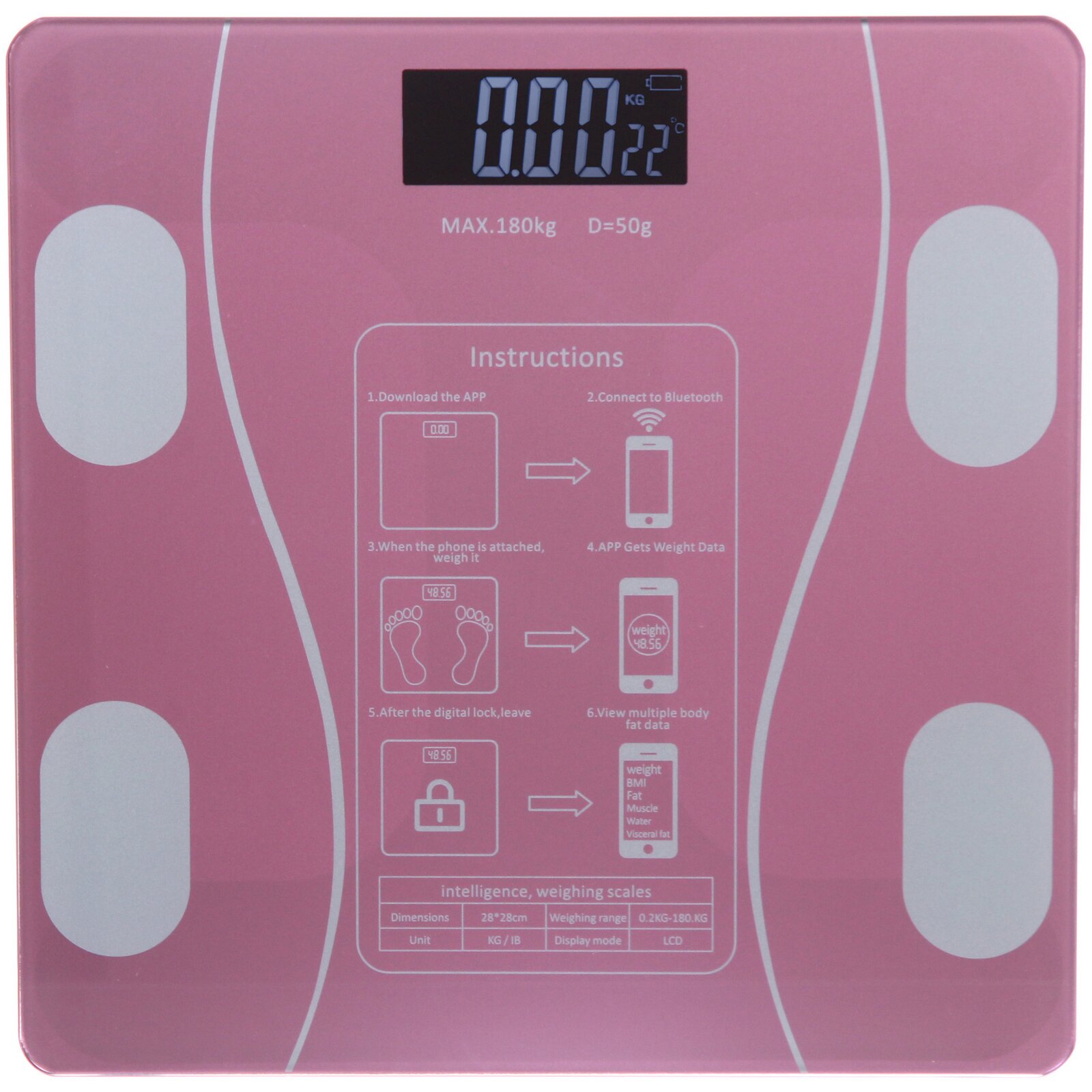 Электронные весы напольные «SMART - Style», розовые, 28х28 см, Bluetooth
