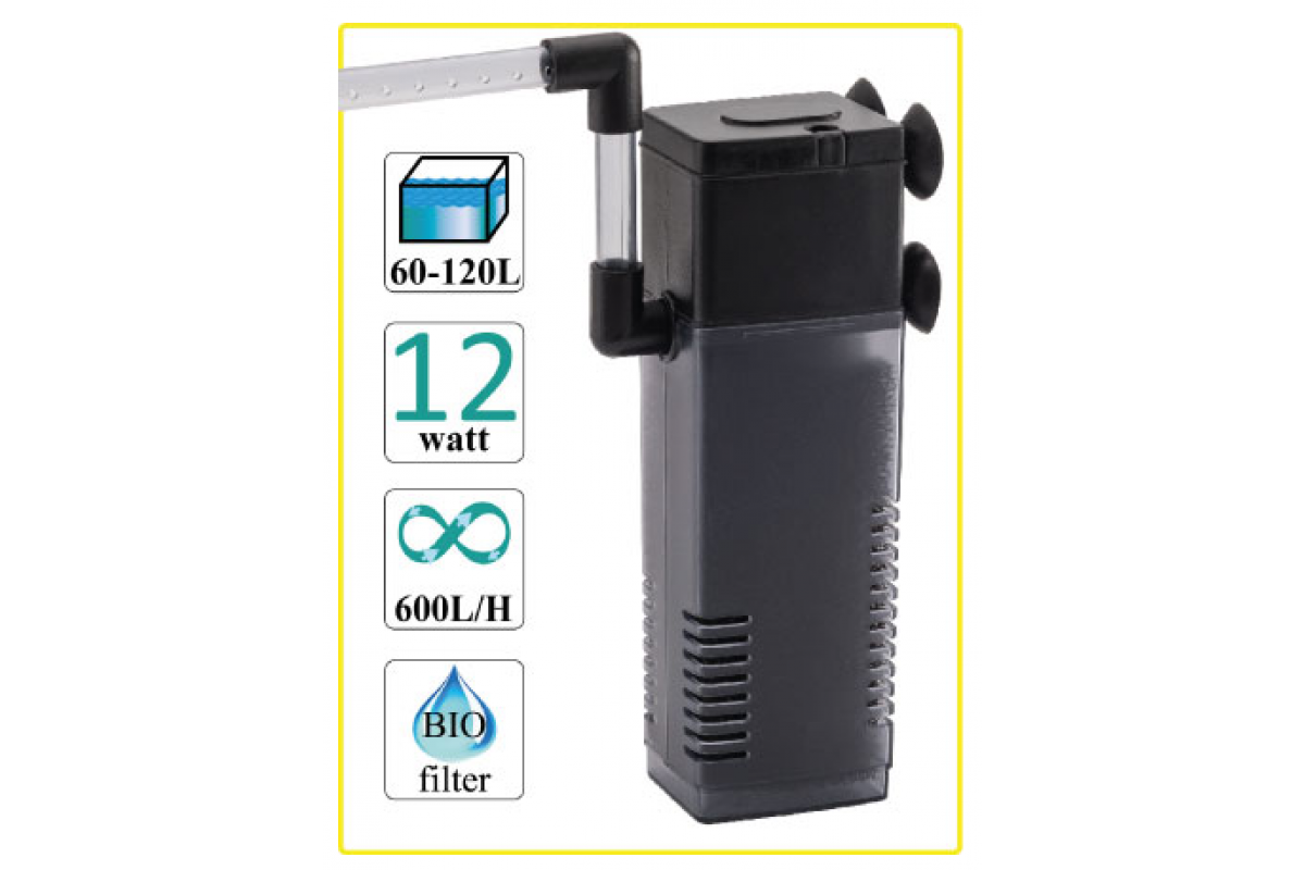 Фильтр BARBUS FILTER 047 внутренний с аэратором и флейтой, 600 л/час 12 Вт, для аквариумов 60-120 л