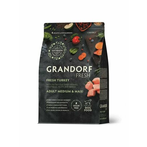Сухой корм для собак Grandorf Fresh Dog Adult Med&Maxi Turkey&Sweet Potato индейка батат 3 кг