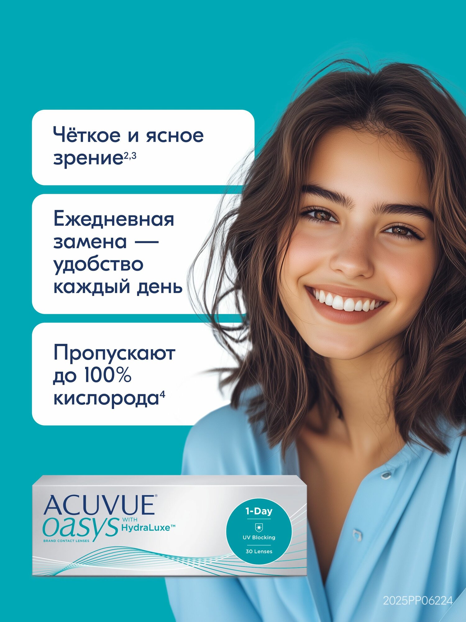 Контактные линзы ACUVUE OASYS 1-DAY with HydraLuxe 30 штук -6.50, радиус 8.5, однодневные — фото 1