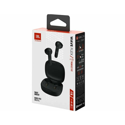 Беспроводные наушники JBL Wave Flex чёрные с шумоподавлением Bluetooth 5490₽