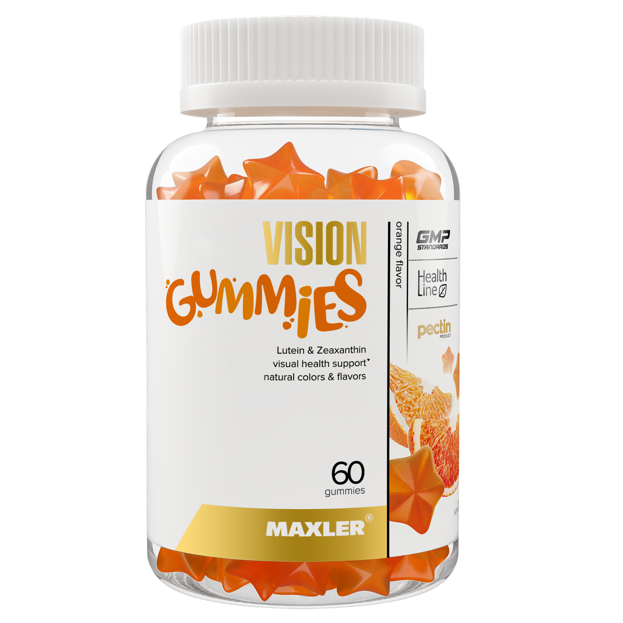 Мармеладные пастилки для зрения с лютеином и зеаксантином Maxler Vision Gummies, 60 жевательных пастилок - Апельсин
