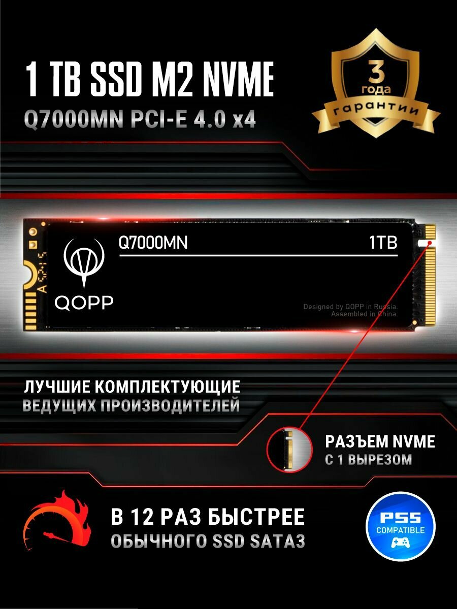 1 TB Внутренний SSD накопитель PCI-E 4.0 M.2 NVMe QOPP жесткий диск для ноутбука и компьютера