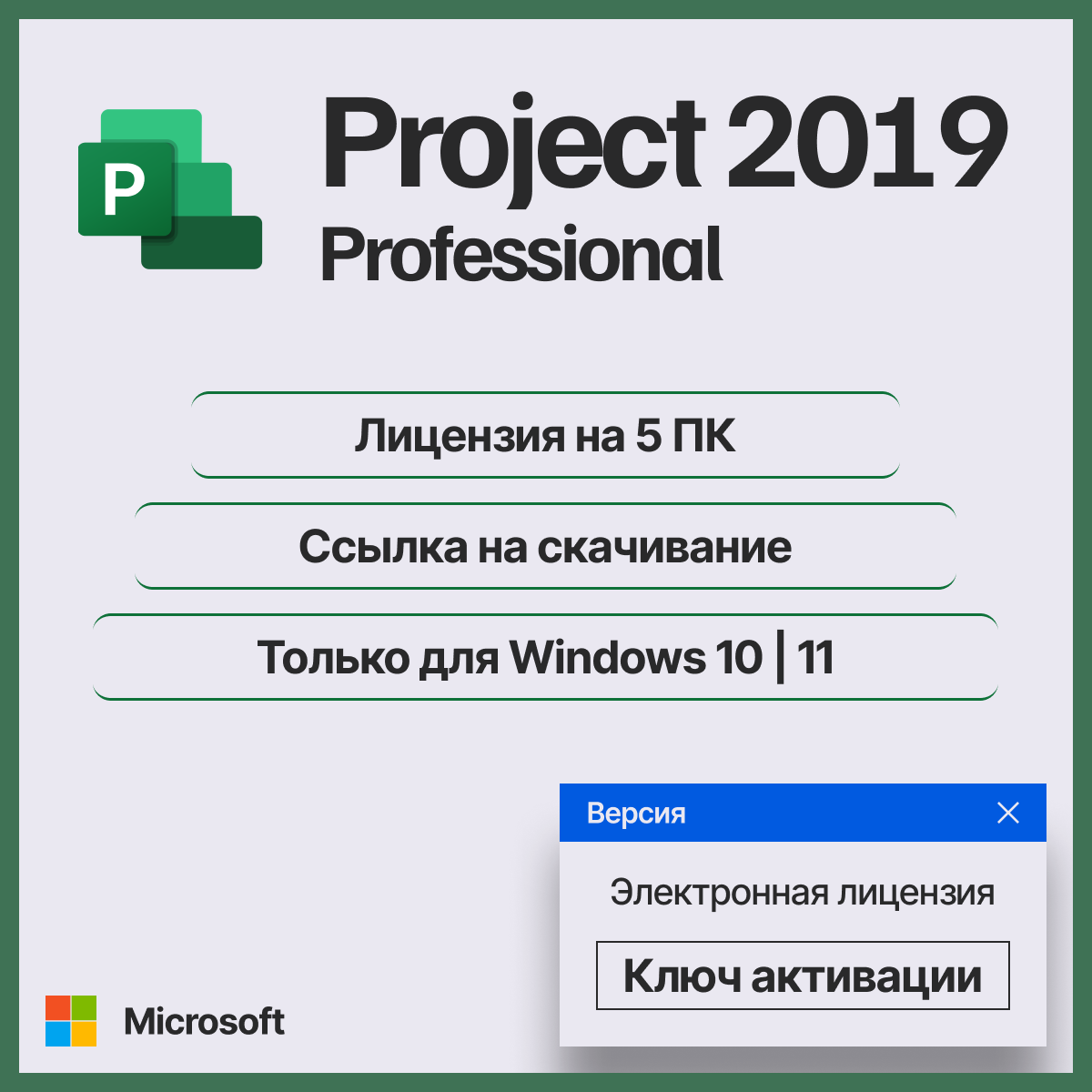 Бессрочная лицензия Microsoft Project 2019, для ПК, 1 пользователь